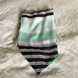 vince camuto scarf - black teal green stripes